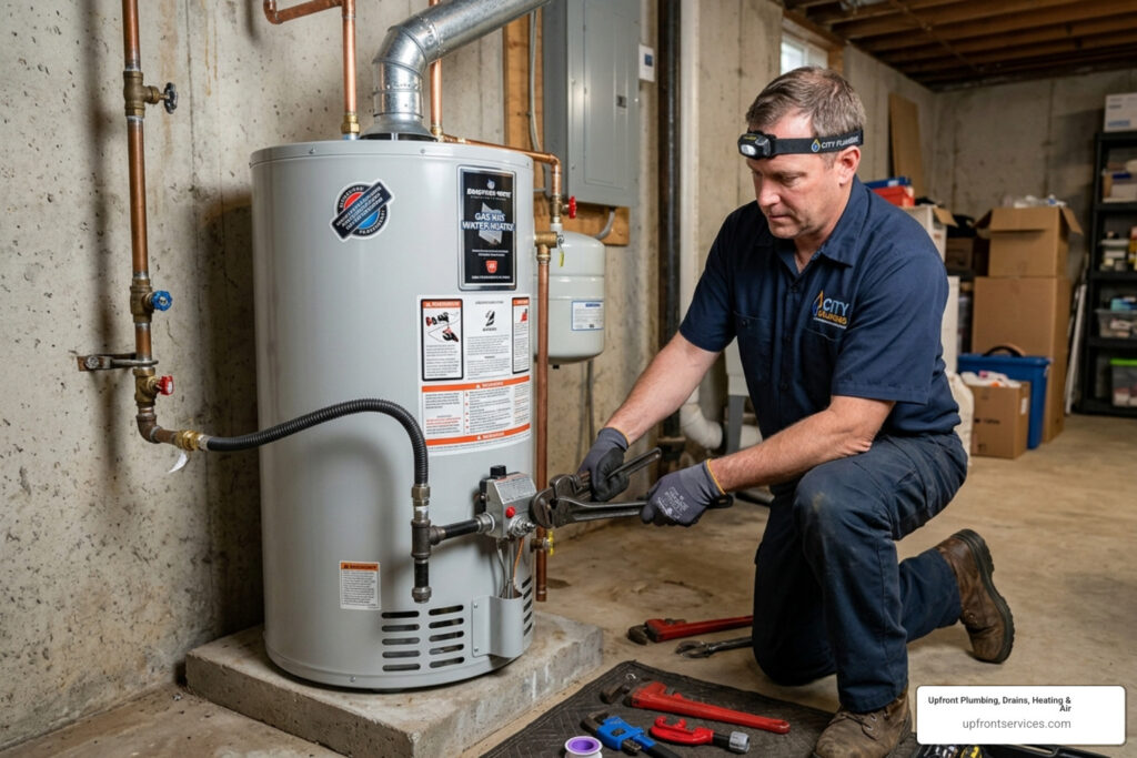 gas hot water tank installation